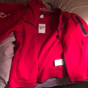 Men zip up hoodie red